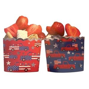 Truck American flag patriotic paper baking & snack cups 70 count new in box